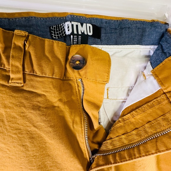 DTMD Mens 30 x 29 Golden Brown Flat Front Chino Rich Earthy Front Back Pockets - Picture 3 of 6